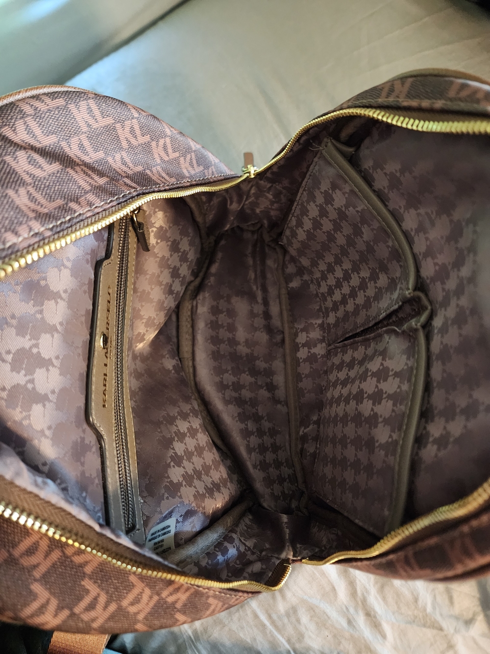 Karl Lagerfeld Brown Monogram Mini Backpack - Picture 4 of 5